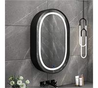 Gabinete ovalado dorado con espejo LED - Gabinete de medicina de baño montado en la pared con botón táctil y bisagra de cierre suave para almacenamiento elegante y decoración moderna
