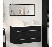 Gabinete para Lavabo con Cajón de Madera Roble Negro 90 x 45 x 1.5 cm, Armario de Baño Moderno con Almacenamiento Amplio y Múltiples Compartimentos, Diseño Elegante