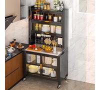 Gabinete rodante de almacenamiento con ruedas con estantes ajustables y puertas acrílicas para cocina, comedor, sala de estar, cafetería