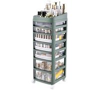 Gabinete transparente de múltiples capas con ruedas, armario de almacenamiento alto independiente con estantes para baño, sala de estar y dormitorio