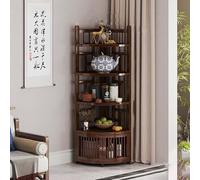 Gabinetes antiguos de porcelana de 129 cm de alto, esquinero de almacenamiento para suelo, diseño curvado, aparador para sala de estar, ahorro de espacio