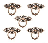 Gabinetes de cocina, aparadores, librerías y puertas, paquete de cinco pomos de aleación de zinc, 64 x 45 mm, muebles retro para manijas (rojo y cobre)