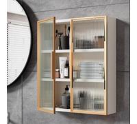 Gabinetes de puerta de cristal montados en la pared, elegante almacenamiento de medicamentos para cocina, baño, oficina y comedor, organizador de ahorro de espacio para hogares modernos