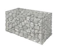 Relaxdays Gabión, pantalla jardín, cesto de piedras, alambre 4 mm, acero galvanizado, 50x100x50 cm, plateado