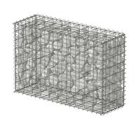 Relaxdays Gabión: pantalla para jardín, cesta de piedra, alambre 4 mm galvanizado, 80x100x30 cm, acero plateado