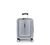 Gabol - Maleta de Cabina Rígida Expandible Brooklyn 55x40x22/25 cm - Equipaje de Mano Ligero 3,1kg con Capacidad hasta 47,4L - 4 Ruedas Dobles 360° y Cerradura TSA - Diseño Español - Color Plata