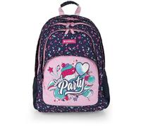 Gabol - Mochila Escolar Party 32x44x18 cm - 3 Compartimentos y Bolsillos Laterales - Resistente al Agua y Cremalleras Cubiertas - Apta para Portátil 15,6'' - Diseño Español en Poliéster - Azul Marino
