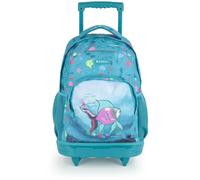 Gabol - Mochila Infantil con Ruedas Acqua 34x46x20 cm - Resistente al Agua y con Espalda Acolchada - Tirador Extensible 92 cm y Bolsillo Lateral - Diseño Español en Poliéster - Turquesa