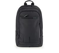 Gabol|Mochila para portátil resistente al agua, 3 compartimentos, 15.6" poliéster y piel sintética, gris, con organizador, reflectante, acople a maleta, 33x47x19 cm, 25 L, Negro
