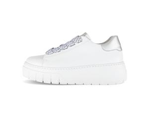 Gabor 83.222 Zapatillas Low Top De Mujer De Cuero Blancas Plata