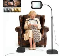 GABORISH Lupa de pie 30X con luz y soporte, lámpara 3 en 1 con 60 LED, lámpara rectangular de cuello de cisne con abrazadera, 5 modos de color regulable, sin manos, lupa de lectura con luz para