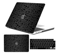 GABraden Compatible con MacBook Air de 13.6 pulgadas con chip A2681 M2 de versión 2022 con pantalla Retina líquida Touch ID y protectores de teclado, carcasa rígida de plástico para portátil (patrón de guepardo de leopardo negro)