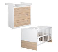 Gabriella - Juego de muebles para habitación infantil (2 piezas, cuna de 70 x 140 cm, cambiador con 3 cajones)