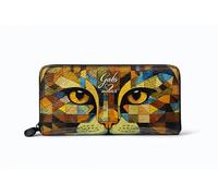 Gabs Gmoney17 Bull Trip - Cartera monedero con cremallera y cremallera, diseño de gato amarillo