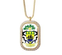 Gabse afeu - Collar con colgante de emblema nacional de diamantes de cristal dorado