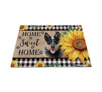 GABSHAIM Divertido felpudo de bienvenida con diseño de perro Heeler con diseño de girasoles, diseño de búfalo Sweet Home, tapete para decoración del hogar, 27.5 x 17.7 pulgadas, estilo 1