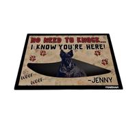 GABSHAIM Divertido felpudo de terrier escocés negro con nombre personalizado de perro cachorro No Need to Knock I Know You're Here Woof Print 23.6 x 15.7 pulgadas