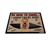 GABSHAIM Divertido felpudo Yorkshire Terrier Yorkie con nombre personalizado para perro, cachorro, no Need to Knock I Know You're Here Woof impresión, 23.6 x 15.7 pulgadas, estilo 3