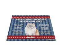 GABSHAIM Felpudo británico de pelo largo en acuarela con estrellas y rayas, nombre personalizado, tapete de bienvenida para decoración del hogar, para amantes de los perros y gatos, 17.7 x 27.5