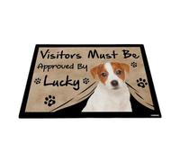 GABSHAIM Felpudo con texto en inglés «Visitors Must Be Approved by The Dog» divertido Jack Russell Terrier, tapete personalizado para decoración del hogar, 15.7 x 23.6 pulgadas, estilo 4