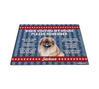 GABSHAIM - Felpudo de acuarela para perro, diseño de estrellas, diseño de rayas, con nombre personalizado, alfombra para decoración del hogar, para los amantes de los perros, gatos, 17.7 x 27.5