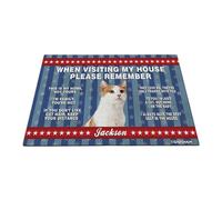 GABSHAIM Felpudo de pelo corto para gatos y perros, color naranja y blanco, diseño de estrellas, rayas, nombre personalizado, tapete de bienvenida para decoración del hogar, para amantes de los