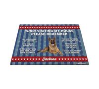 GABSHAIM Felpudo de perro pastor alemán, estrellas y rayas, nombre personalizado, tapete de bienvenida para decoración del hogar, para amantes de los perros, 17.7 x 27.5 pulgadas, estilo 5