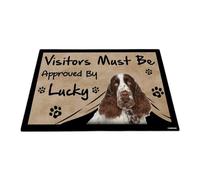 GABSHAIM Felpudo personalizado con texto en inglés "Visitors Must Be Approved by The Dog" para decoración del hogar, 60 x 86 cm, estilo 2