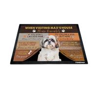 GABSHAIM Felpudo personalizado para perro cuando visite la casa de Max's House Please Remember Shih Tzu con eslóganes humorísticos de goma antideslizante para interiores y exteriores, 35.4 x 23.6