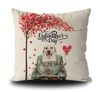 GABSHAIM Funda de almohada personalizada con diseño de labrador para el día de San Valentín, diseño de corazones, árbol, perro, camión, sofá, decoración del hogar, impresión en ambos lados, 16 x 16