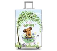 GABSHAIM Funda de equipaje con nombre personalizado Airedale Terrier con diseño de Hello Spring, elástica, lavable a máquina, varios tipos disponibles, se adapta a 45,7 a 81,3 cm, Multi-Airedale