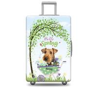 GABSHAIM Funda de equipaje con nombre personalizado Airedale Terrier con diseño de Hello Spring, elástica, lavable a máquina, varios tipos disponibles, se adapta a 45,7 a 81,3 cm, Multi-Airedale, 18