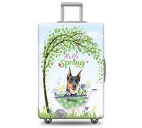 GABSHAIM Funda de equipaje con nombre personalizado Doberman con diseño de Hello Spring, elástica, lavable a máquina, maleta de viaje de 18 a 32 pulgadas