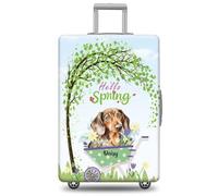 GABSHAIM Funda de equipaje con nombre personalizado para maleta de viaje American Staffordshire Terrier con diseño de Hello Spring, lavable a máquina, varios tipos disponibles, se adapta a 45,7 a 81,3