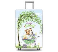 GABSHAIM Funda de equipaje con nombre personalizado para maleta de viaje American Staffordshire Terrier con diseño de Hello Spring, lavable a máquina, varios tipos disponibles, se adapta a 45,7 a 81,3