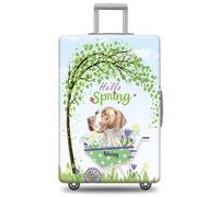 GABSHAIM Funda de equipaje con nombre personalizado para maleta de viaje Golden Retriever con diseño de Hello Spring, lavable a máquina, varios tipos disponibles, se adapta a 45,7 a 81,3 cm, Puntero