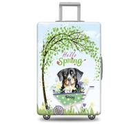 GABSHAIM Funda de equipaje con nombre personalizado para maleta de viaje Golden Retriever con diseño de Hello Spring, lavable a máquina, varios tipos disponibles, se adapta a 45,7 a 81,3 cm
