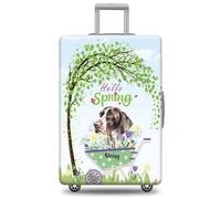 GABSHAIM Funda de equipaje con nombre personalizado para maleta de viaje Golden Retriever con diseño de Hello Spring, lavable a máquina, varios tipos disponibles, se adapta a 45,7 a 81,3 cm, Puntero