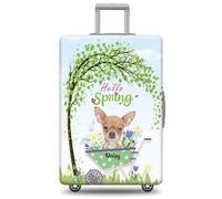 GABSHAIM Funda de equipaje con nombre personalizado, protector de maleta, chihuahua con diseño de Hello Spring, elástica, lavable a máquina, maleta de viaje para 45.7 a 81.3 cm, estilo 2