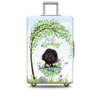 GABSHAIM Funda de equipaje con nombre personalizado, protector de maleta de Labrador con diseño de Hello Spring, elástica, lavable a máquina, varios tipos disponibles, se adapta a 18-32 pulgadas