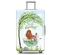 GABSHAIM Funda de equipaje con nombre personalizado, protector de maleta de Labrador con diseño de Hello Spring, elástica, lavable a máquina, varios tipos disponibles, se adapta a 18-32 pulgadas