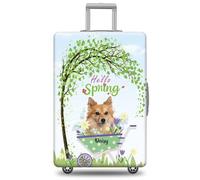 GABSHAIM Funda de equipaje con nombre personalizado, protector de maleta de Labrador con diseño de Hello Spring, elástica, lavable a máquina, varios tipos disponibles, se adapta a 18-32 pulgadas