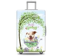 GABSHAIM Funda de equipaje con nombre personalizado, protector de maleta de Labrador con diseño de Hello Spring, elástica, lavable a máquina, varios tipos disponibles, se adapta a 18-32 pulgadas