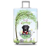 GABSHAIM Funda de equipaje con nombre personalizado, protector de maleta, pastor alemán con diseño de Hello Spring, elástica, lavable a máquina, varios tipos disponibles, se adapta a 18-32 pulgadas