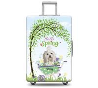 GABSHAIM Funda de equipaje con nombre personalizado, protector de maleta, pastor alemán con diseño de Hello Spring, elástica, lavable a máquina, varios tipos disponibles, se adapta a 18-32 pulgadas