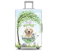 GABSHAIM Funda de equipaje con nombre personalizado, protector de maleta, pastor alemán con diseño de Hello Spring, elástica, lavable a máquina, varios tipos disponibles, se adapta a 18-32 pulgadas