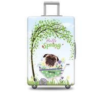 GABSHAIM Funda de equipaje con nombre personalizado, protector de maleta, perro de agua portugués con diseño de Hello Spring, elástica, lavable a máquina, varios tipos disponibles, se adapta a 18-32