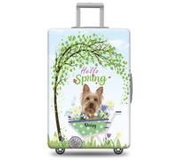 GABSHAIM Funda de equipaje con nombre personalizado, protector de maleta, perro de agua portugués con diseño de Hello Spring, elástica, lavable a máquina, varios tipos disponibles, se adapta a 18-32
