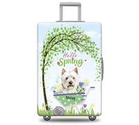 GABSHAIM Funda de equipaje con nombre personalizado Russell Terrier con diseño de Hello Spring, lavable a máquina, varios tipos disponibles, se adapta a 45,7 a 81,3 cm, Multi-West Highland White