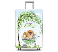 GABSHAIM Funda de equipaje personalizada con nombre de mascota, protector de maleta, bulldog francés con diseño de Hello Spring, lavable a máquina, maleta de viaje de 18 a 32 pulgadas, varios tipos